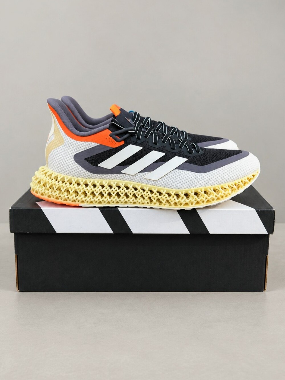 Adidas 4DFWD 2 Men’s 10.5 White Black Orange 4D Running Sneakers